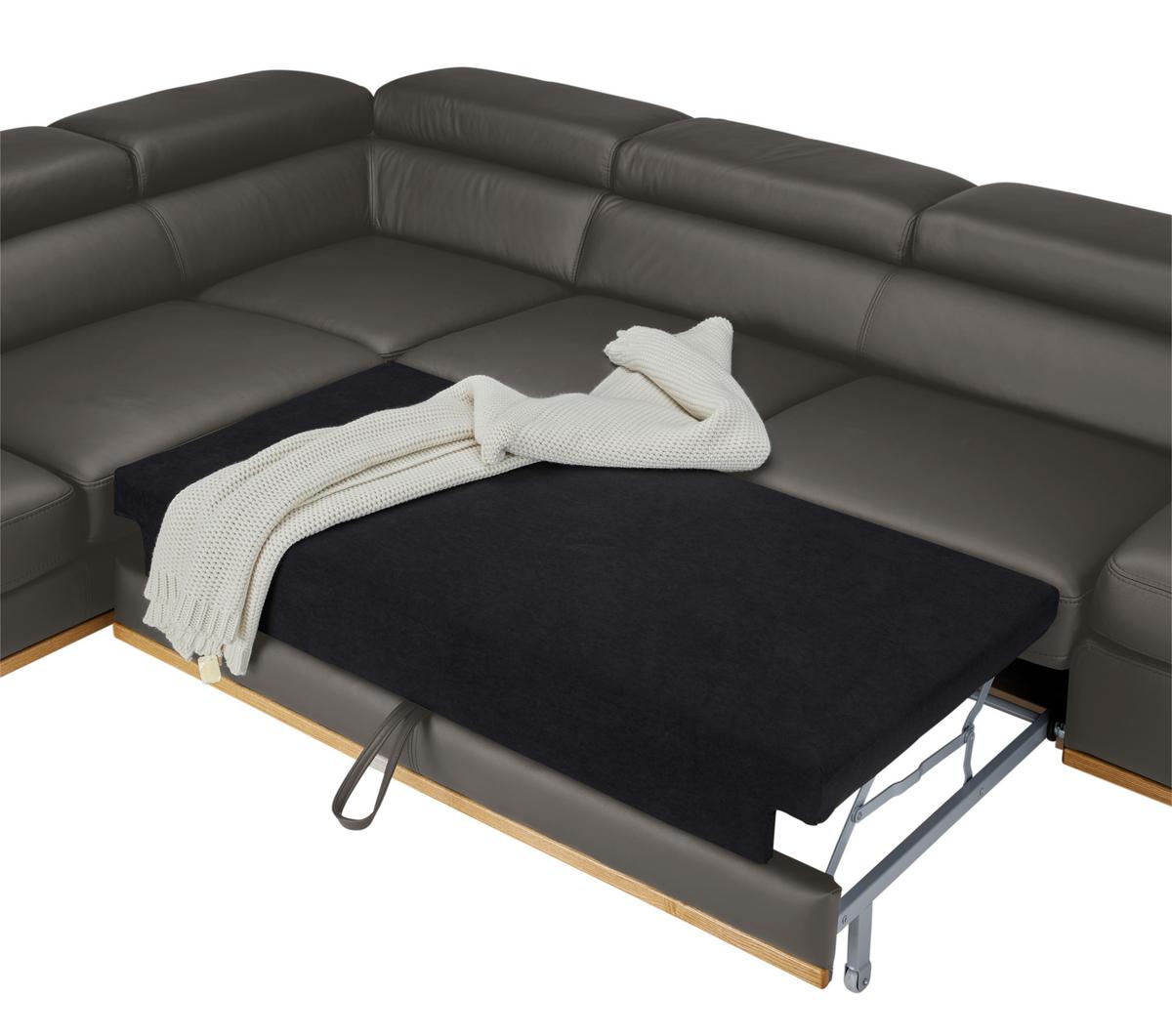 Wohnlandschaft Carmen Graublau - Graublau/Schwarz, MODERN, Leder/Holz (292/72/226cm) - Premium Living