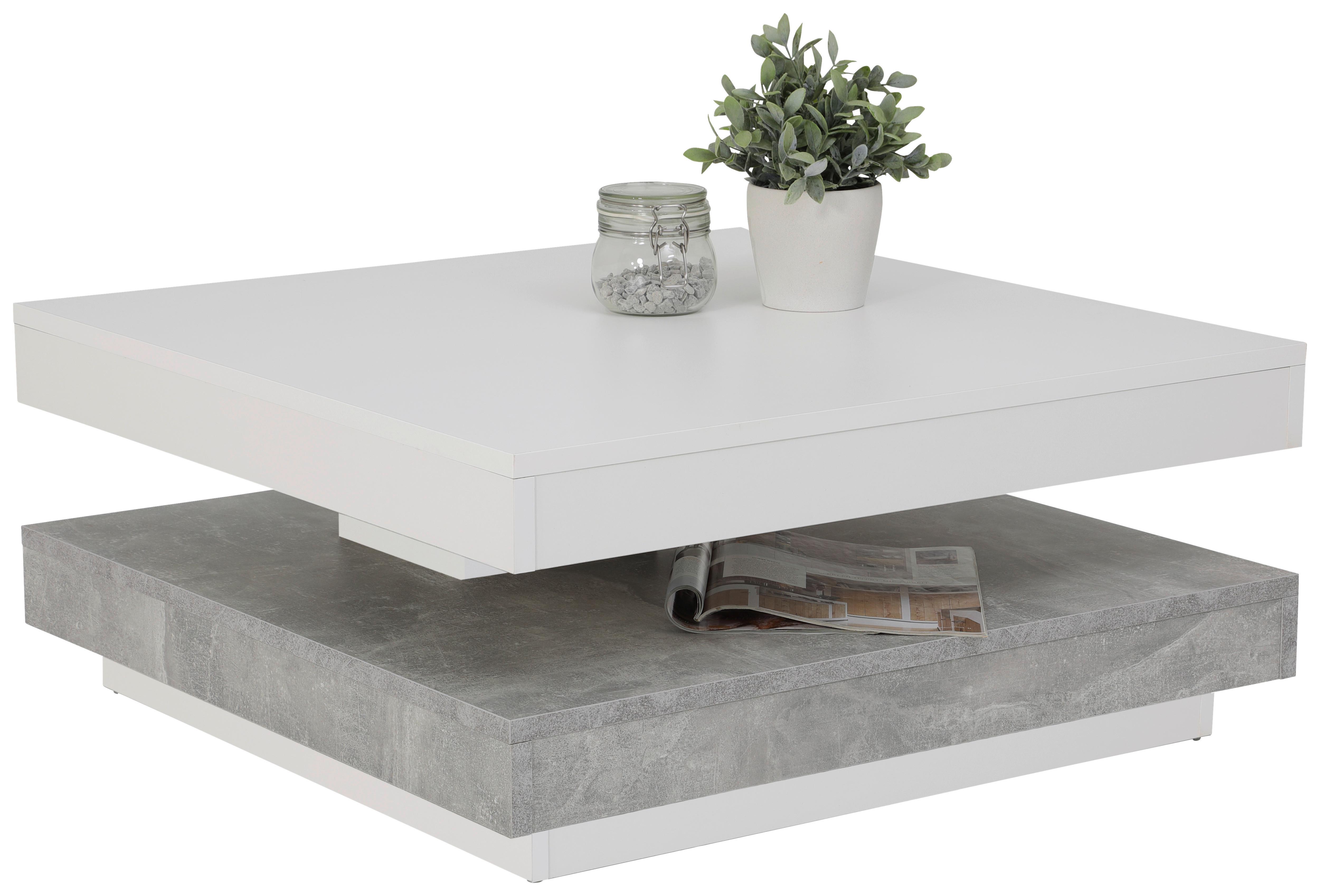 STOLIK KAWOWY ANDY - biały/szary, Basics, materiał drewnopochodny (67/67/35cm) - Boxxx