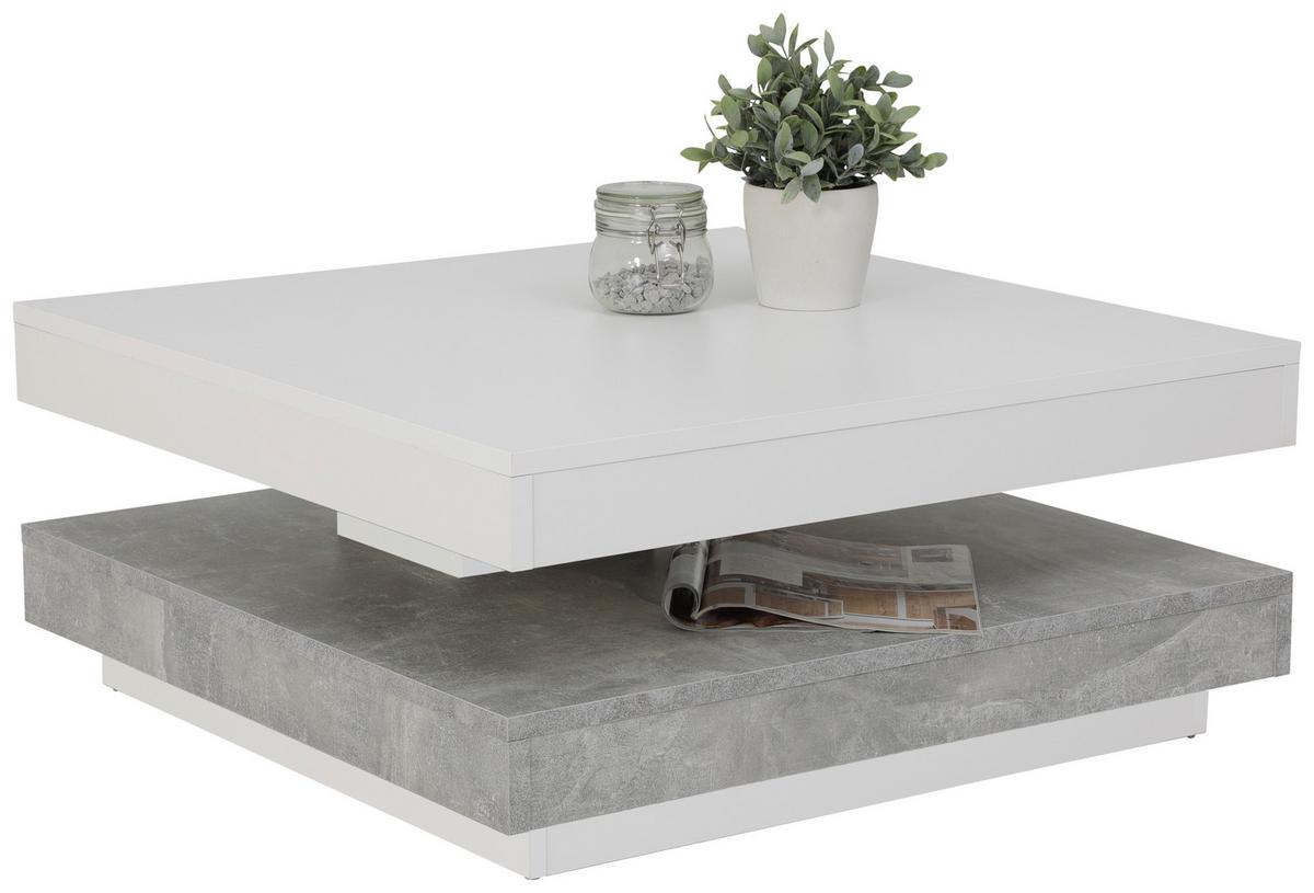 STOLIK KAWOWY ANDY - biały/szary, Basics, materiał drewnopochodny (67/67/35cm) - Boxxx