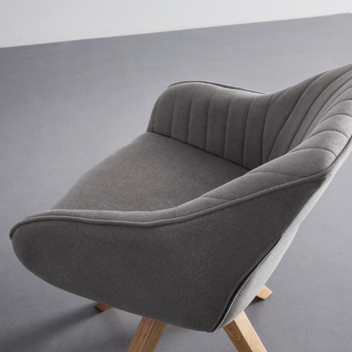 Armlehnstuhl Leonie Hellgrau Webstoff Drehbar Gepolstert - Eichefarben/Hellgrau, MODERN, Holz/Textil (60/84/61cm) - Bessagi Home