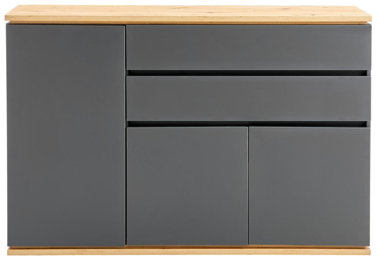 KOMODA SZEROKA YAMAEL - czarny/kolor grafitowy, Modern, materiał drewnopochodny/tworzywo sztuczne (139/93/42cm) - Xora