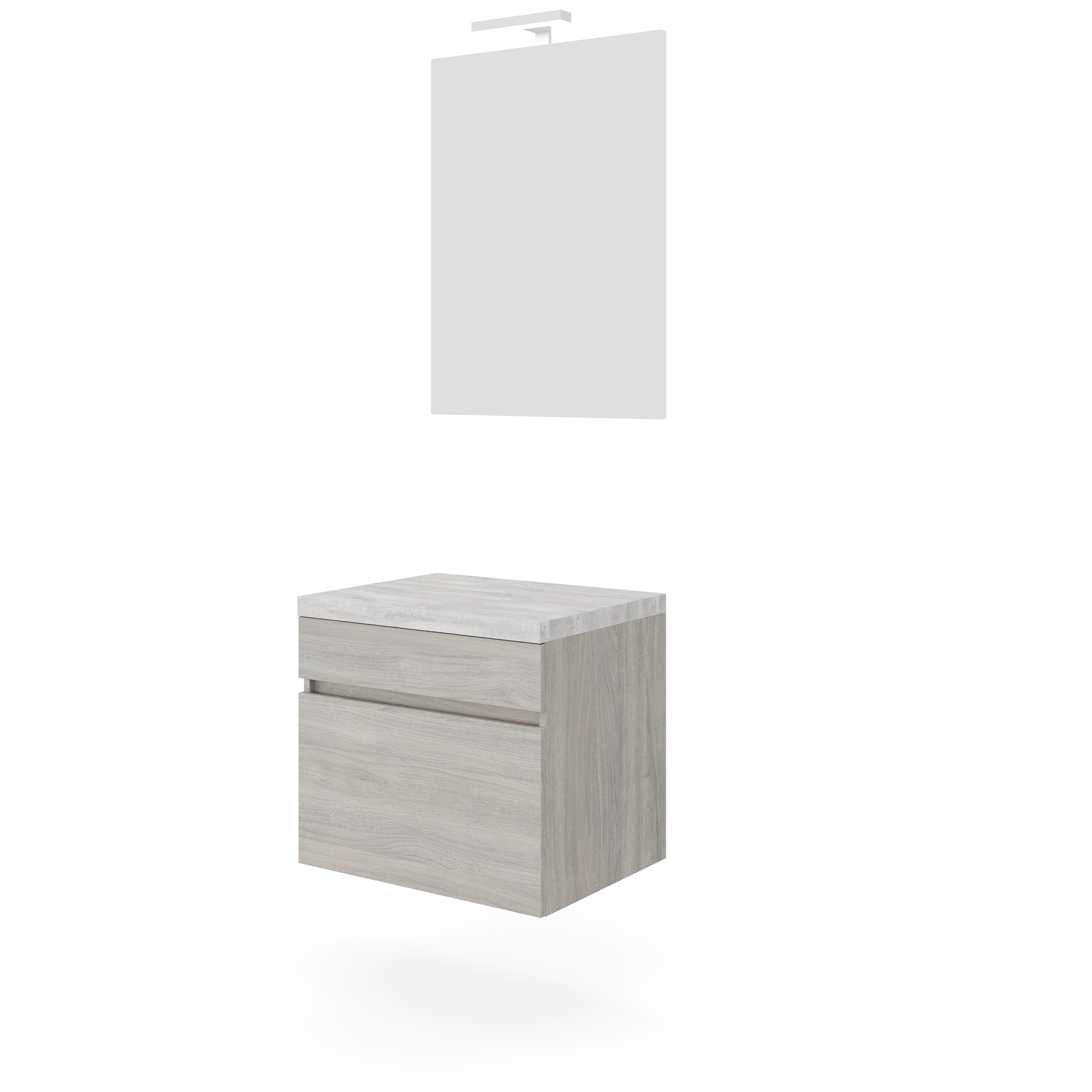 Mobilier de baie Bogota - alb/stejar gri, Basics, material pe bază de lemn (61/135/46cm)