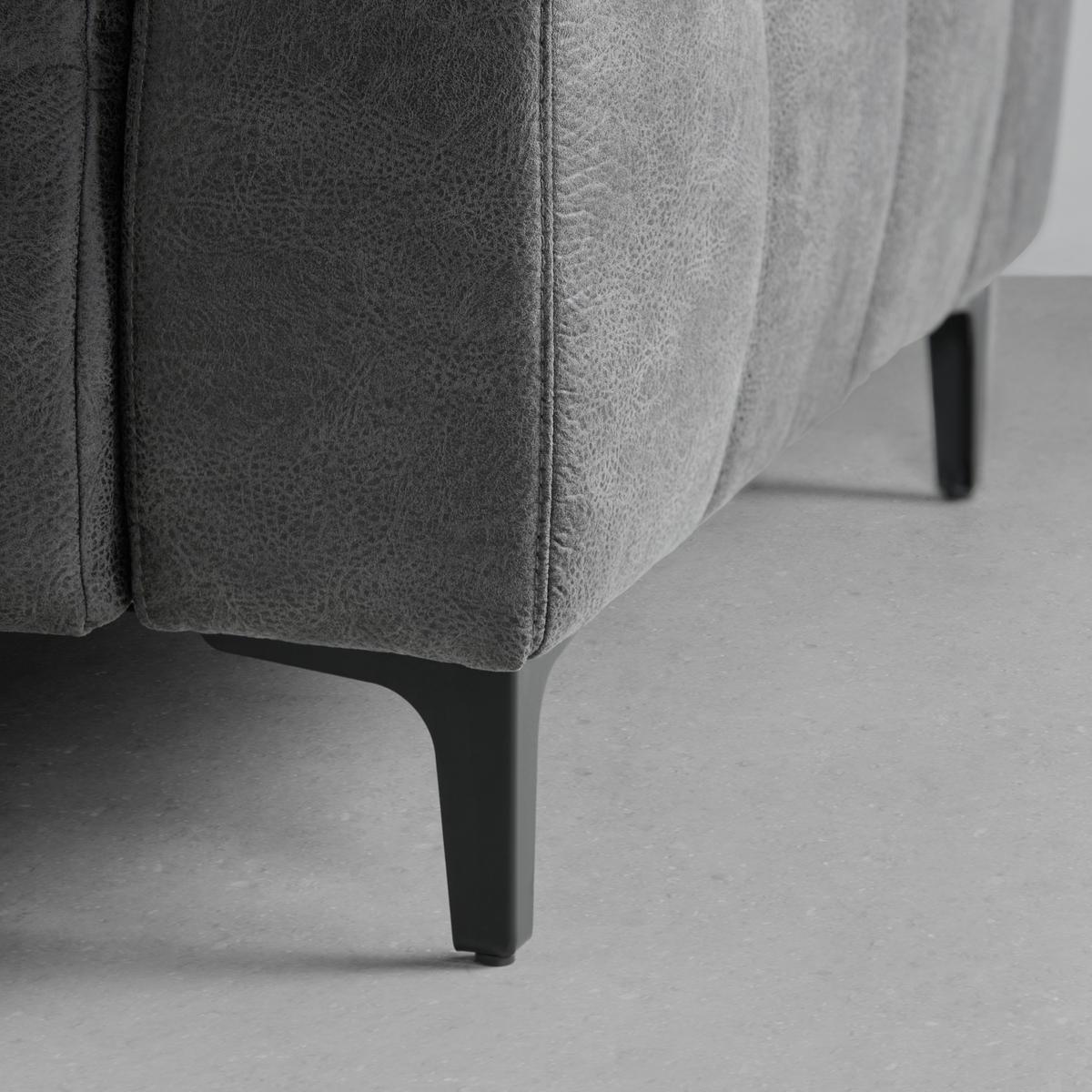 Ecksofa Panama Links Anthrazit - Anthrazit/Schwarz, KONVENTIONELL, Textil/Metall (216/89-102/304cm) - Premium Living