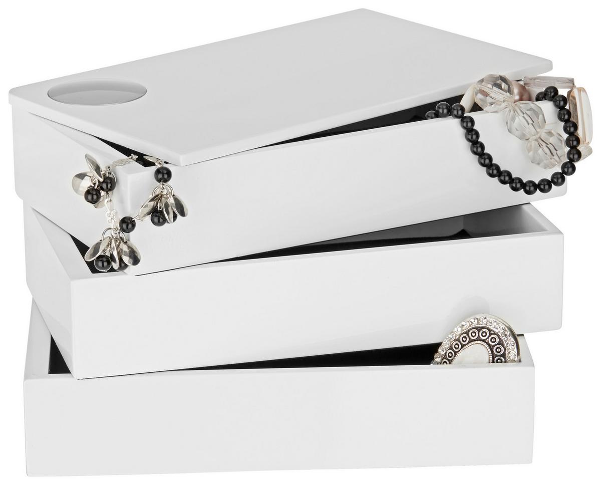 Schmuckbox Joris in Weiß - Weiß, MODERN, Holzwerkstoff (19,1/11,8/12,7cm) - Mömax