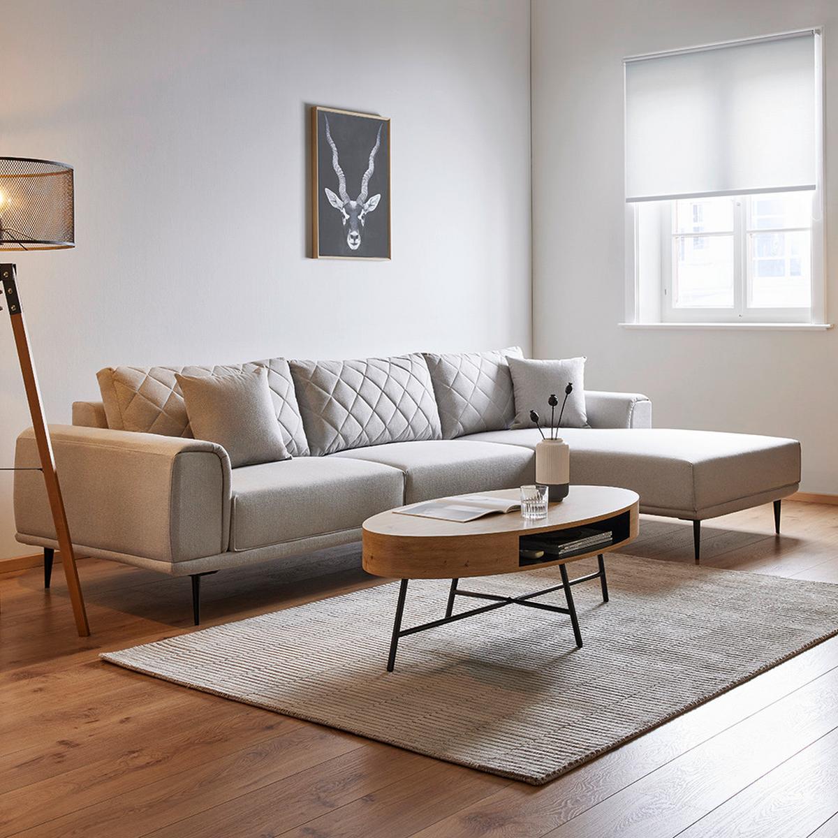 Couchtisch Emilia Eichefarben MDF - Eichefarben/Schwarz, MODERN, Metall (120/60/40cm) - Bessagi Home