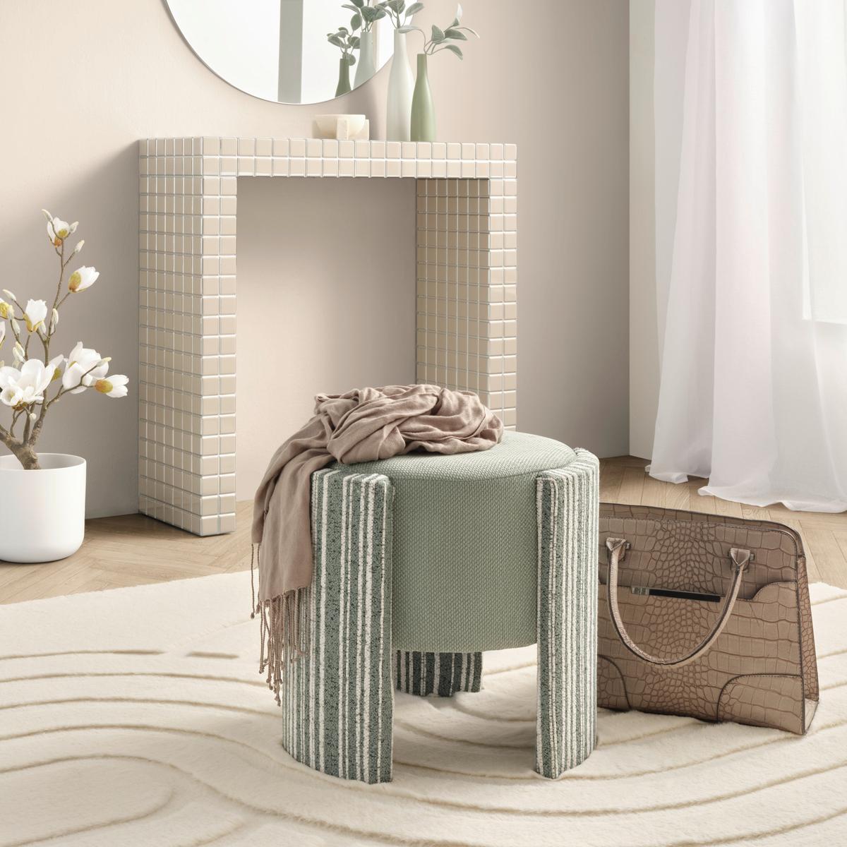 Hocker Romy Grün - Weiß/Grün, LIFESTYLE, Holzwerkstoff/Textil (40/39/40cm) - Mömax