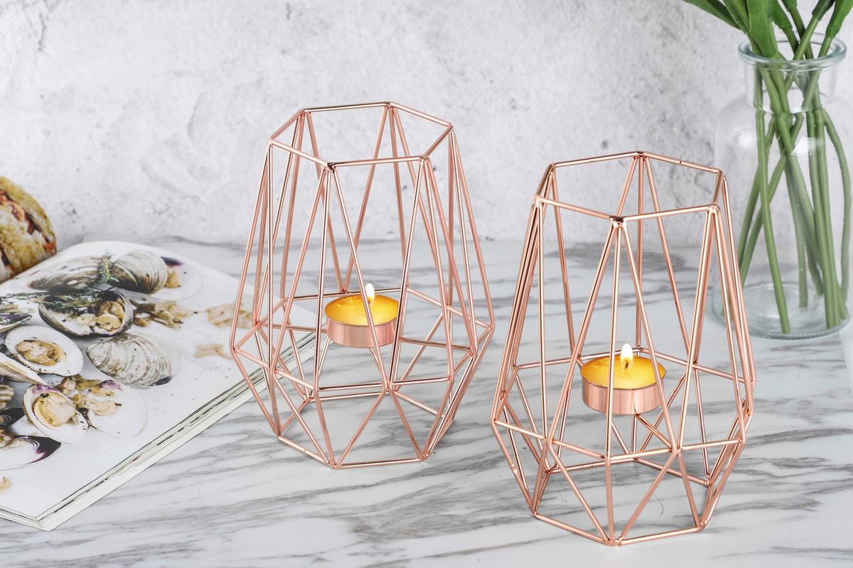 Teelichthalter-Set Rosegold, 2 Stk. - Roségold, Basics, Metall (9,5cm) - Echtwerk