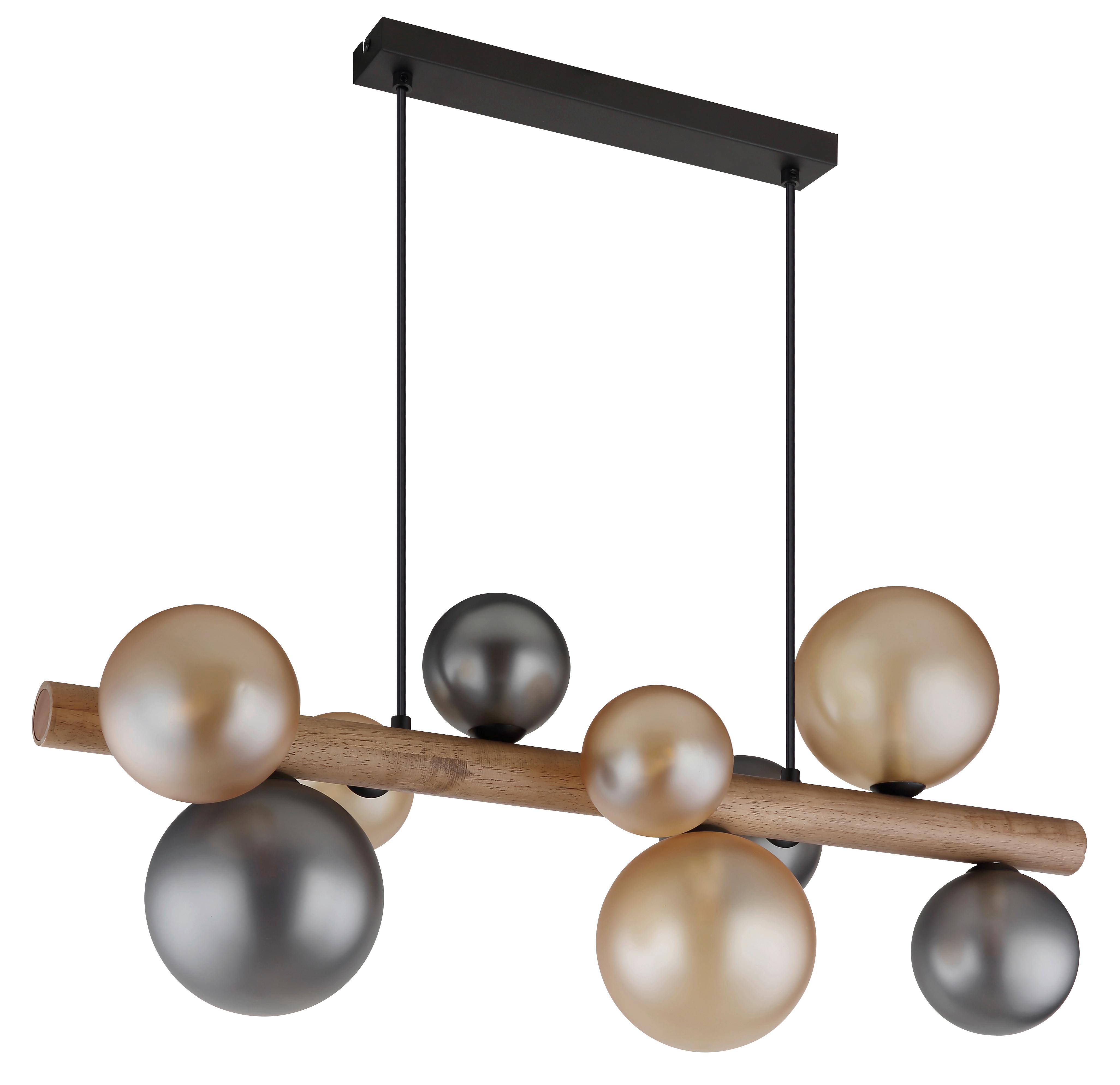 Viseća Svjetiljka Riha - narančasta/tamno smeđa, Basics, staklo/drvo (78/29/150cm) - Globo