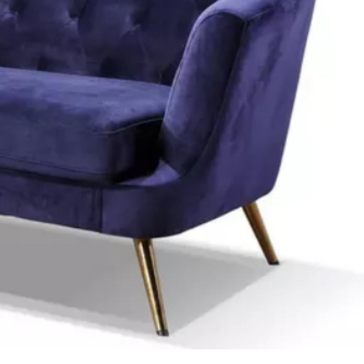 Trosed Lita, Modra, Žamet - zlate barve/modra, Moderno, kovina/tekstil (183/78/83cm) - Modern Living