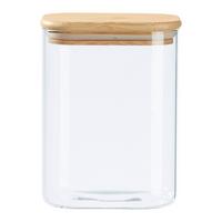 Vorratsdose Haldor ca. 1,15l - Transparent/Naturfarben, KONVENTIONELL, Glas/Holz (12,1/8,3/16,4cm) - Mömax