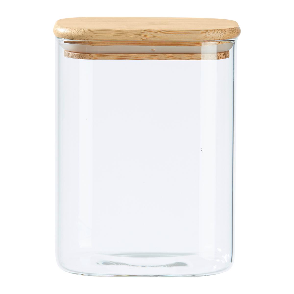 Vorratsdose Haldor ca. 1,15l - Transparent/Naturfarben, KONVENTIONELL, Glas/Holz (12,1/8,3/16,4cm) - Mömax