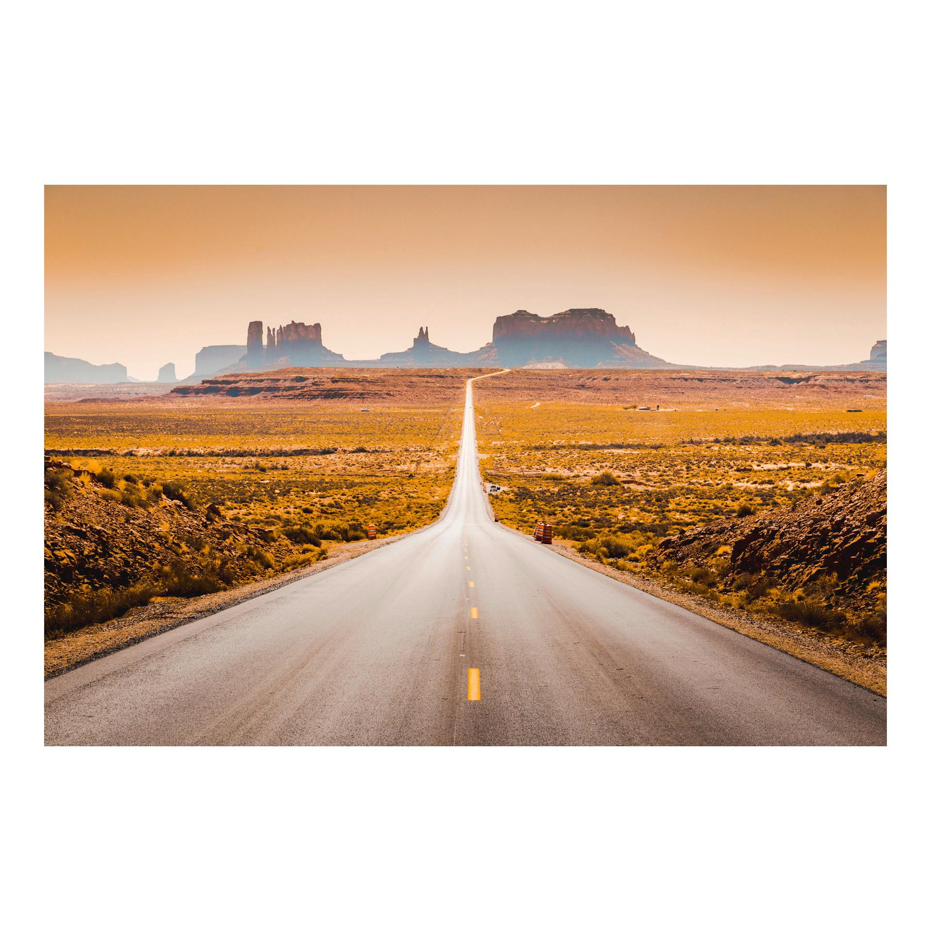 Leinwandbild Arizona Road Multicolor ca. 85x113cm - Multicolor/Beigebraun, Basics, Holz/Textil (85/113cm)