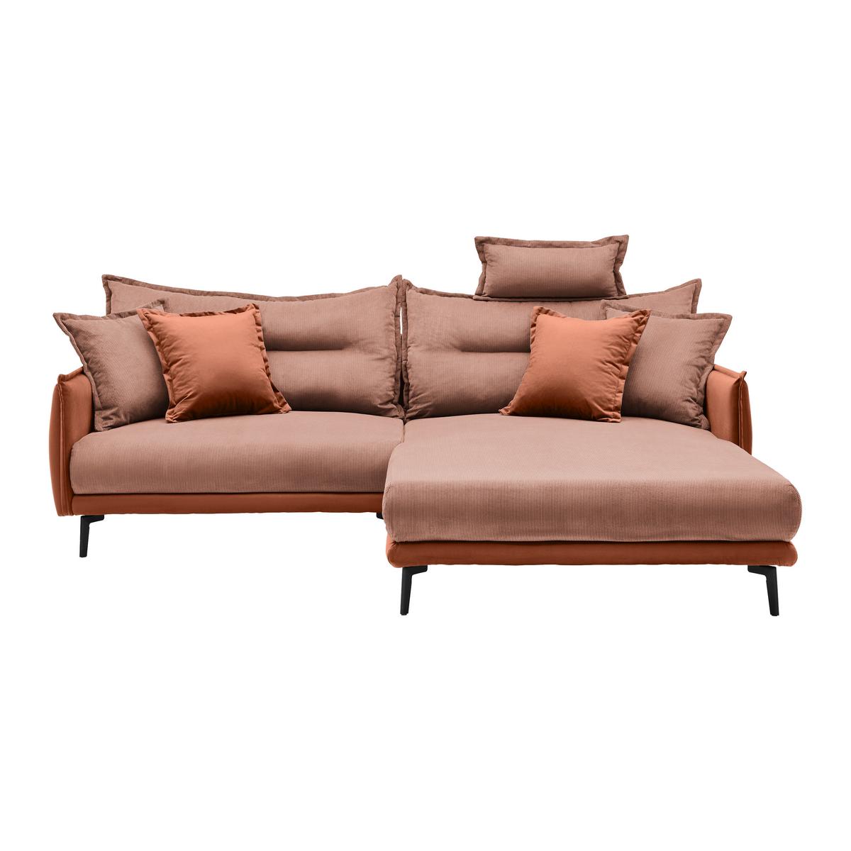 Ecksofa Nuovo Koralle - Koralle/Schwarz, MODERN, Textil/Metall (245/72-113/190cm) - Mömax