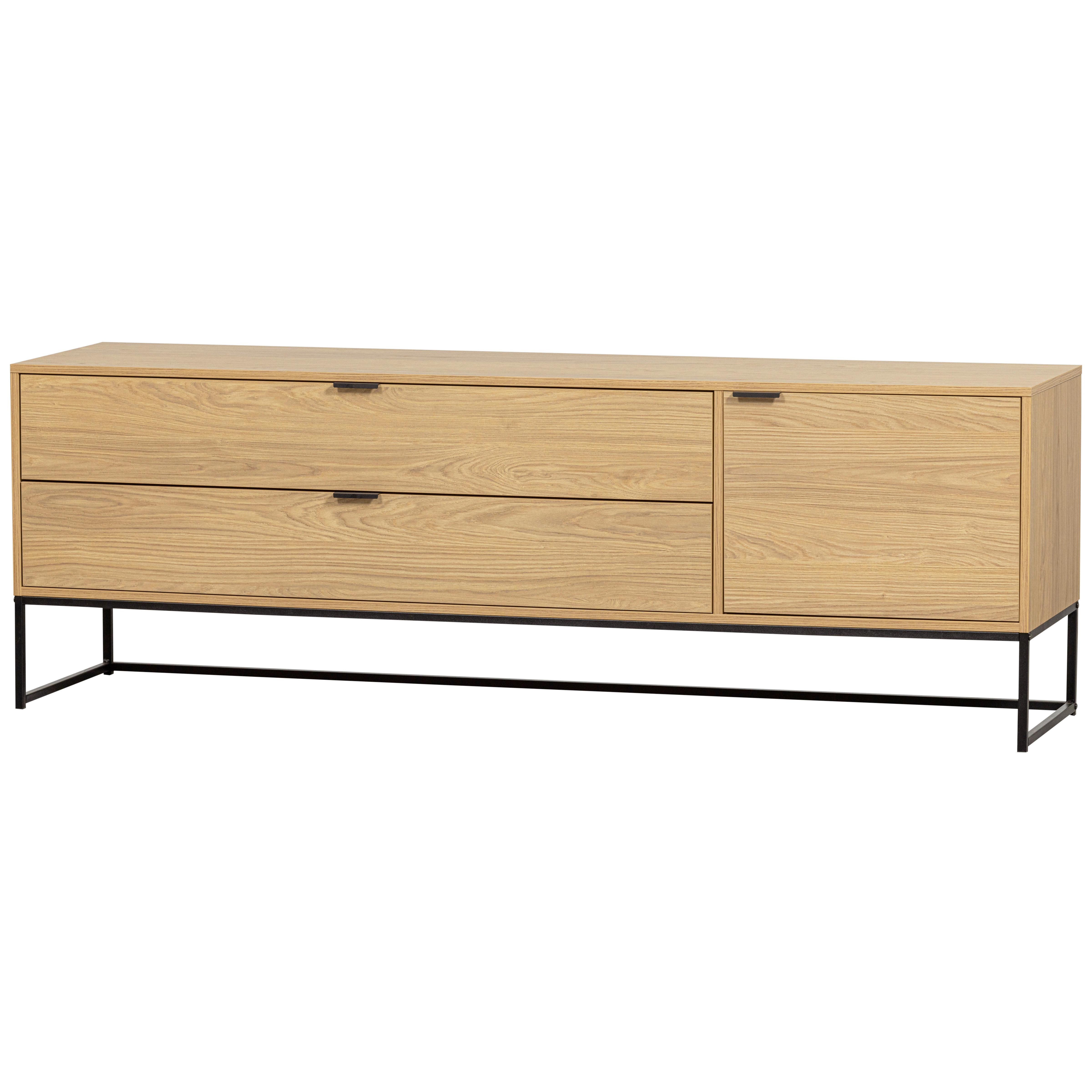 Lowboard Silas Eichefarben B: 180cm - Eichefarben/Schwarz, Design, Holz/Metall (180/61/44cm) - Livetastic