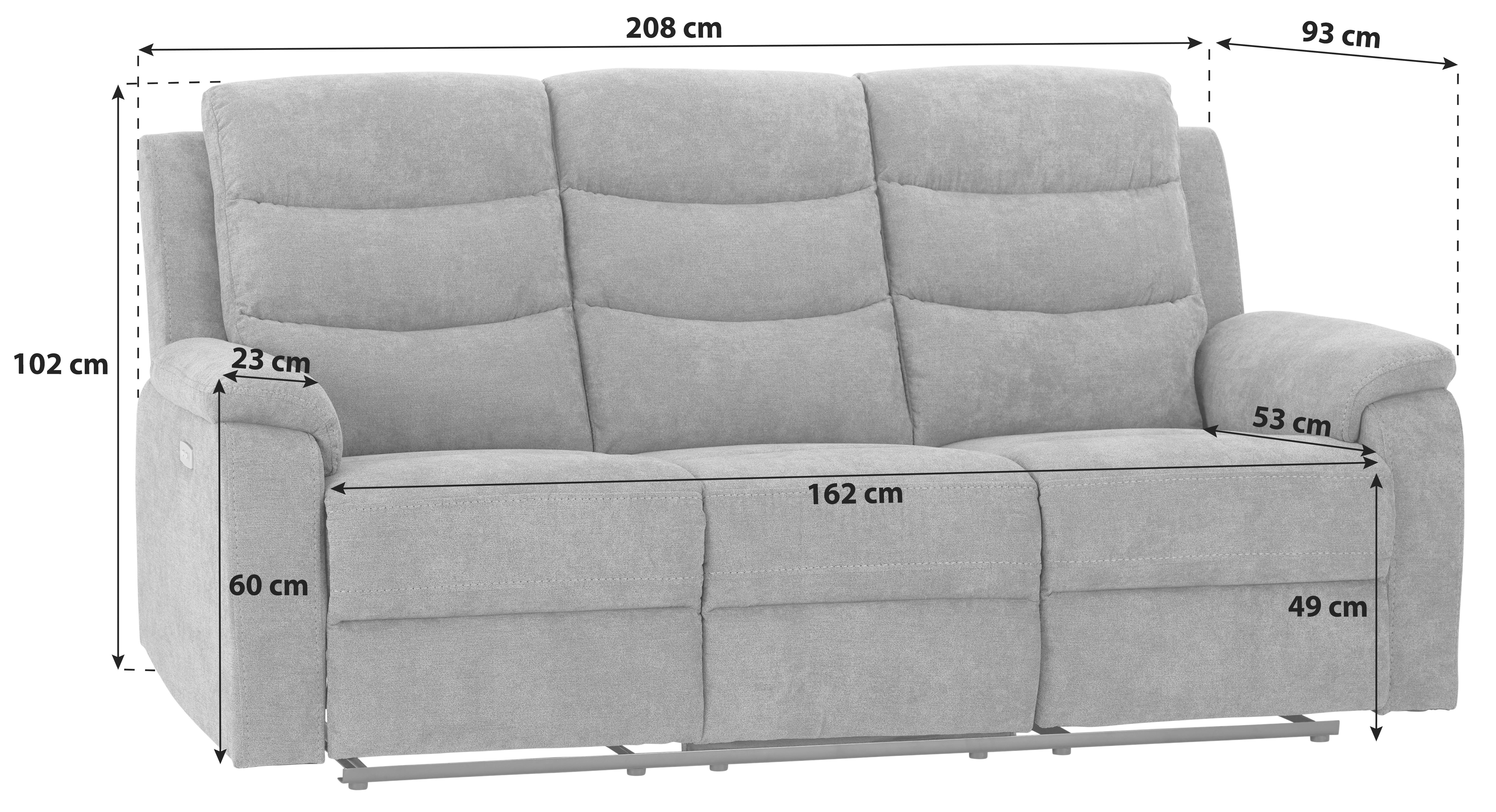 Trosjed Manchester - siva/crna, Konvencionalno, tekstil/plastika (208/102/93cm) - Mömax