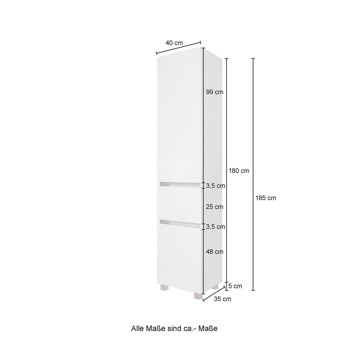 Hochschrank in Grau 'Pienza' - Silberfarben/Grau, Basics, Holzwerkstoff/Kunststoff (40/185/35cm) - Held