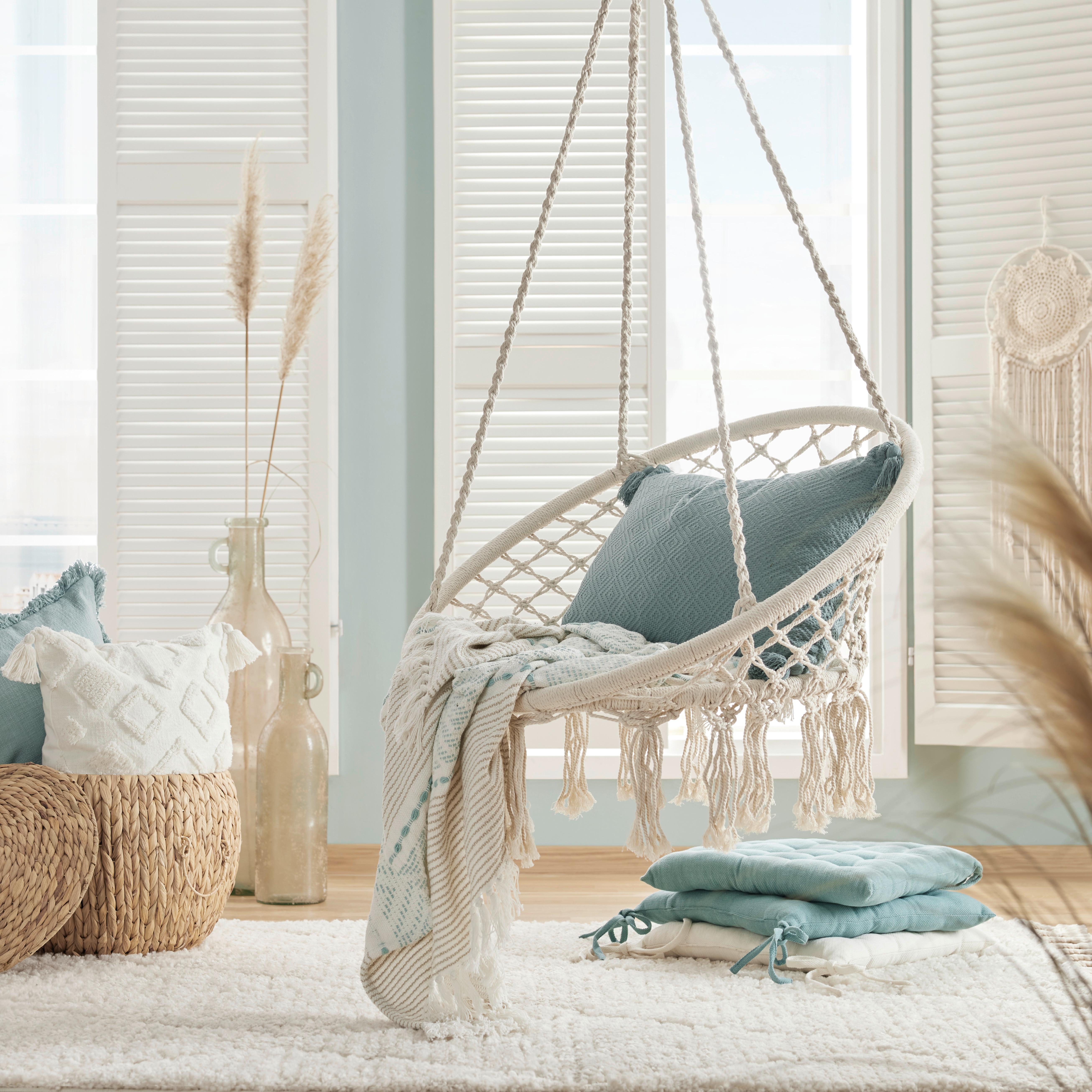 Fotoliu Suspendat Valencia 1 - alb, Romantik / Landhaus, metal/textil (80/115-135/60cm) - Mömax
