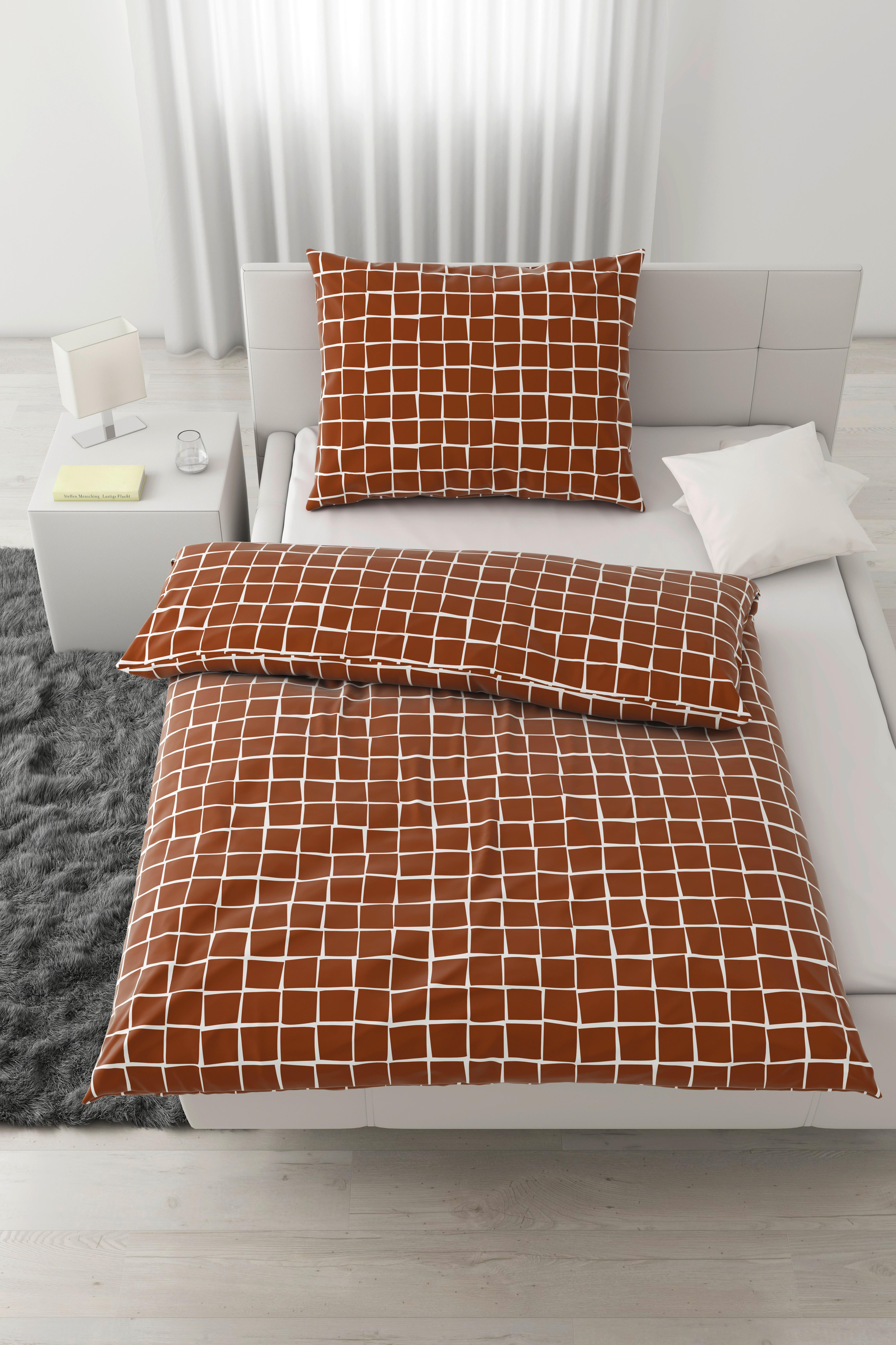 Bettwäsche Square in Braun/Weiß ca. 140x200cm - Braun/Weiß, KONVENTIONELL, Textil (140/200cm) - Modern Living