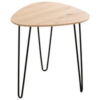 STOLIK BOCZNY BERGEN 2 - kolor dębowy/czarny, Trend, materiał drewnopochodny/metal (40/40/43cm)