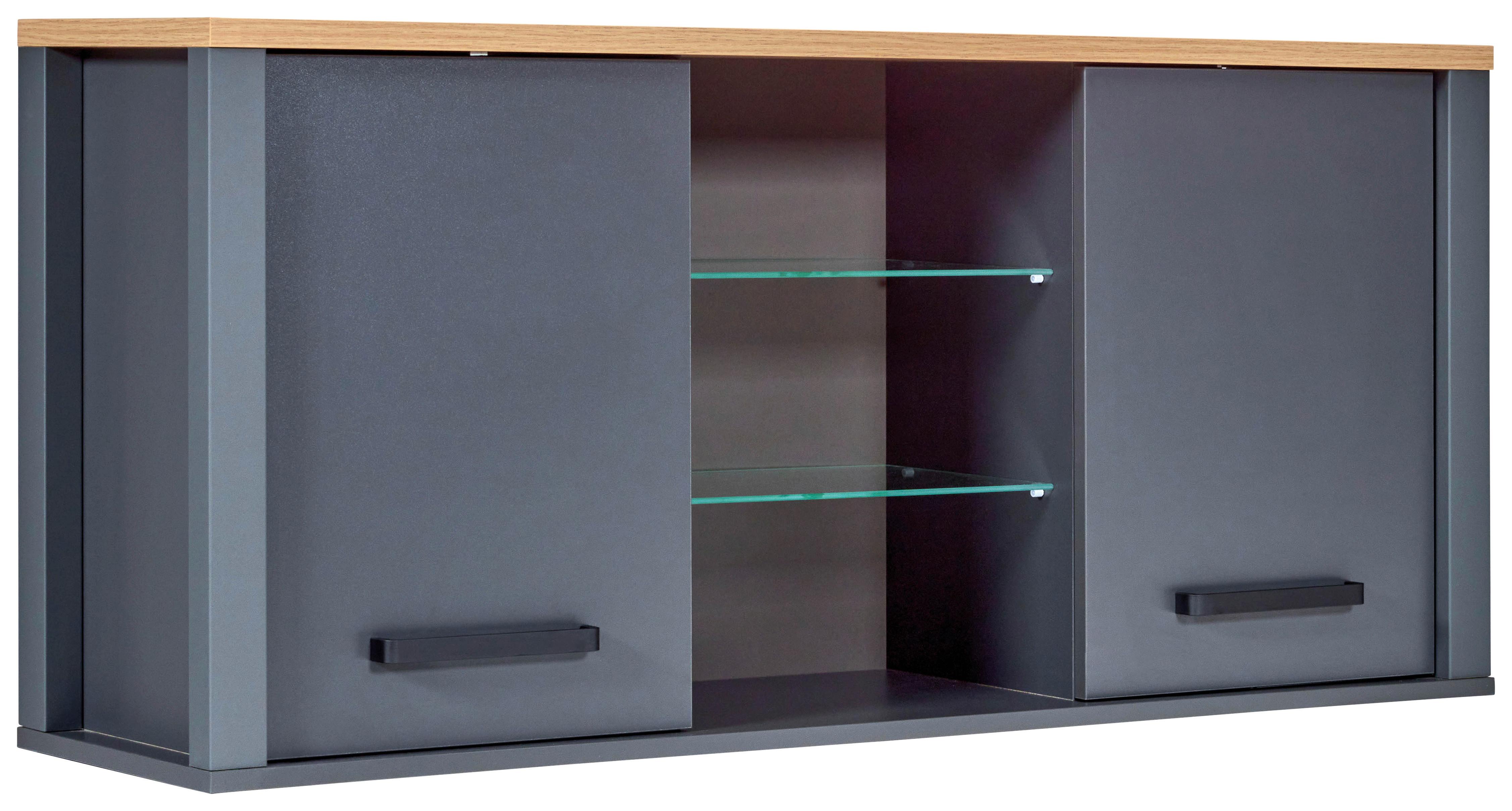 Hängeschrank Venet, Anthrazit/Artisan Eiche - Anthrazit/Schwarz, MODERN, Glas/Holzwerkstoff (130,3/57,5/33cm) - Mömax