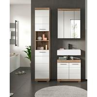 Badezimmer Wave 3-tlg. ca. 97 cm Eiche/Weiß - Chromfarben/Weiß Hochglanz, MODERN, Glas/Holzwerkstoff (97cm) - MID.YOU