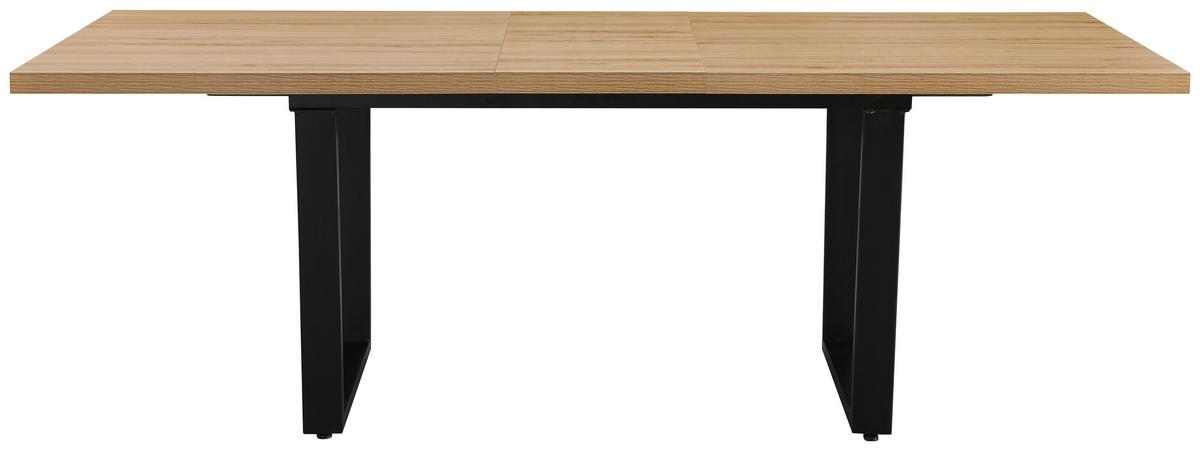Raztegljiva Jedilna Miza Rudi, Barva Hrasta, 180-220x90 - črna/naravne barve, Moderno, kovina/leseni material (180 - 220/75/90cm)