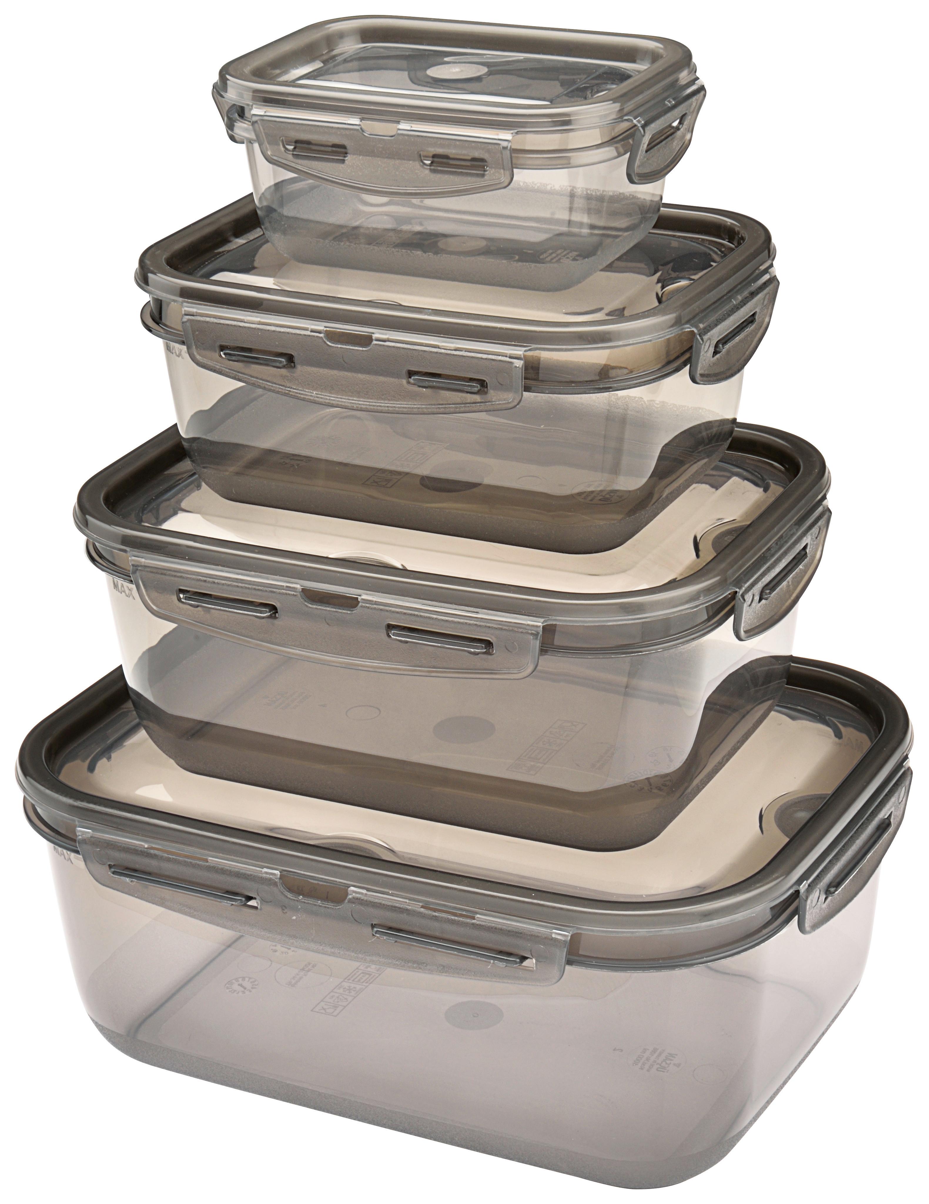 Set recipiente de alimente BLACKY - negru/transparent, Modern, plastic - Mömax
