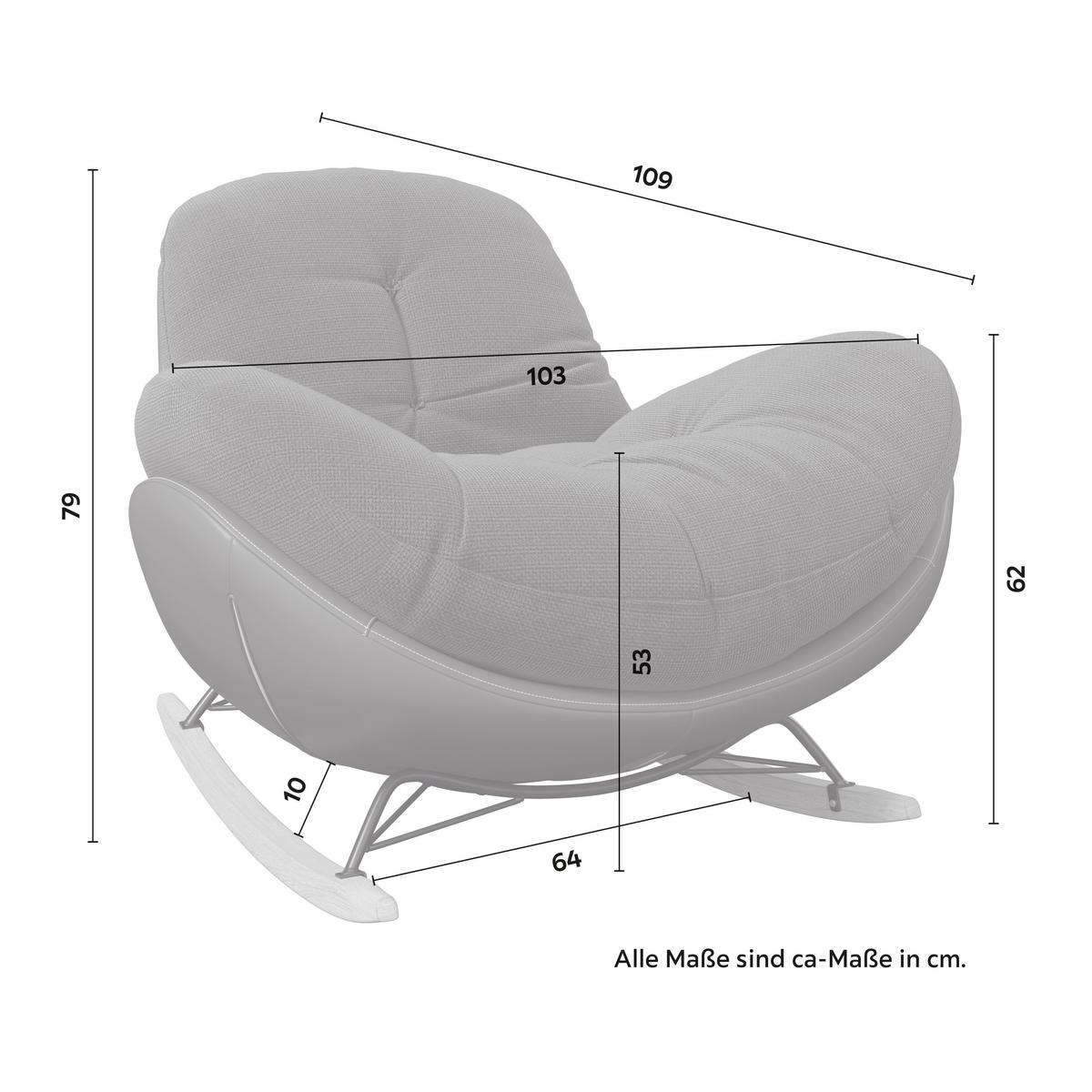 Schaukelsessel Elea Braun Lederlook/Chenille - Schwarz/Braun, MODERN, Holz/Textil (103/79/109cm) - Bessagi Home