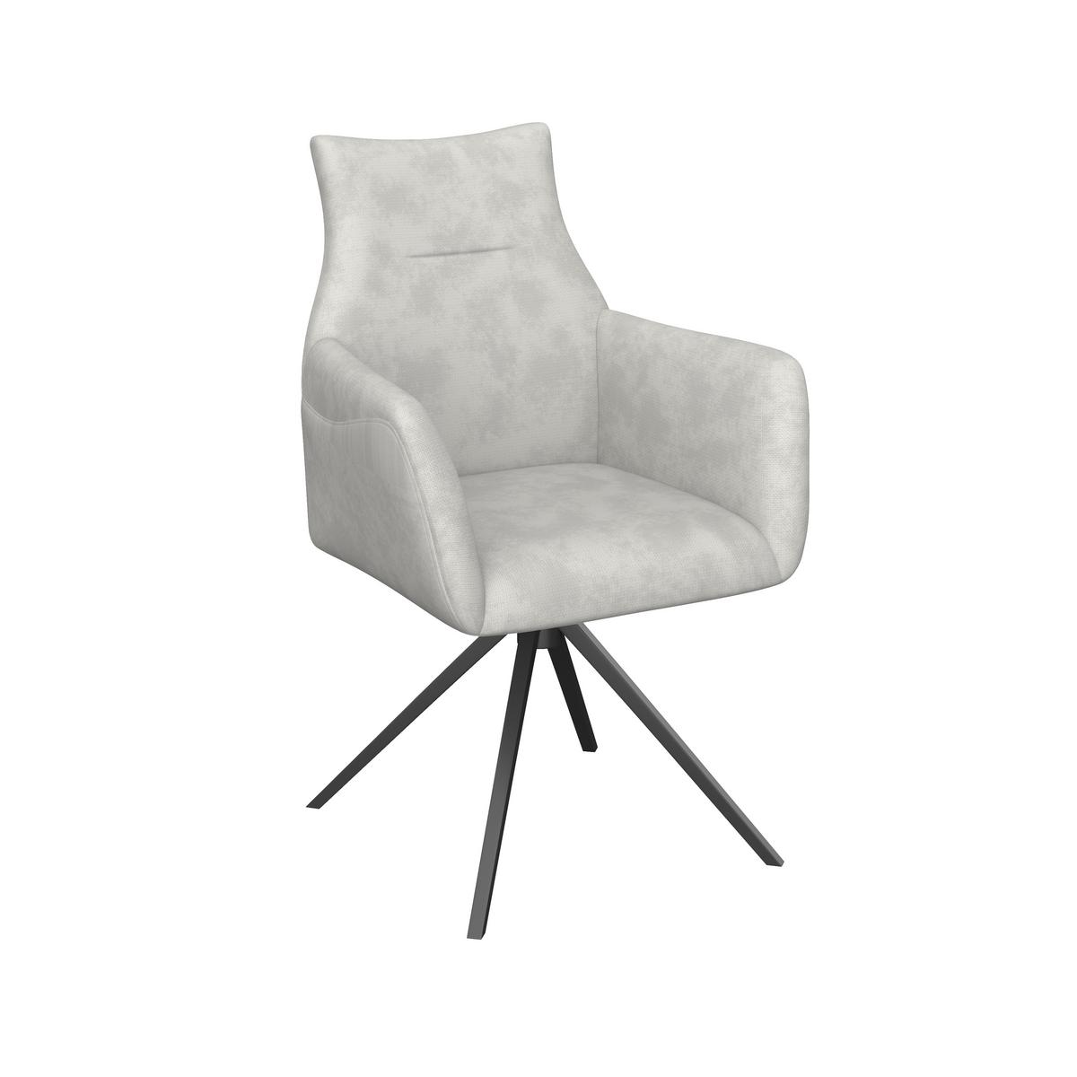 Armlehnstuhl Malina Hellgrau Webstoff Drehbar Gepolstert - Hellgrau/Schwarz, MODERN, Holz/Textil (63/85,5/66,5cm) - Bessagi Home
