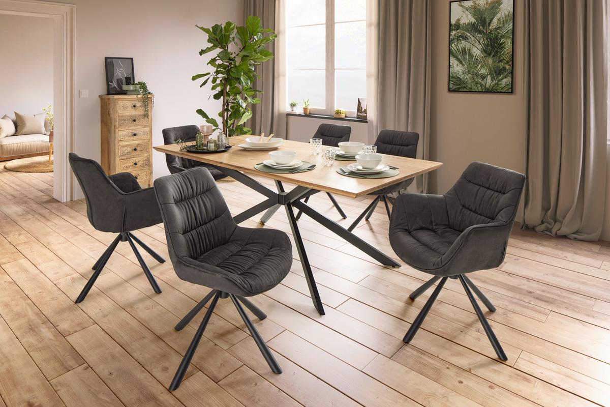 Esstisch Solid Giga - S Eichefarben - Eichefarben/Schwarz, Basics, Holz/Metall (200/100/75cm) - ecoTree