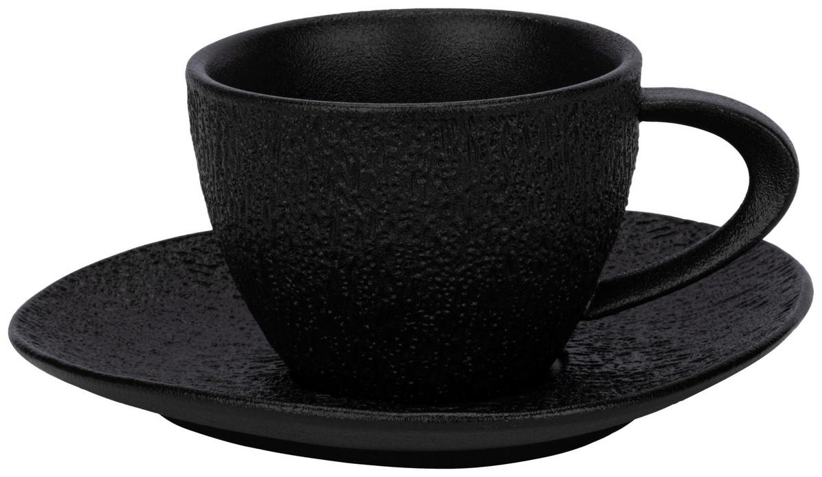 Kaffeetasse mit Untertasse Haruki in Schwarz ca. 200ml - Schwarz, Modern, Keramik - Mömax