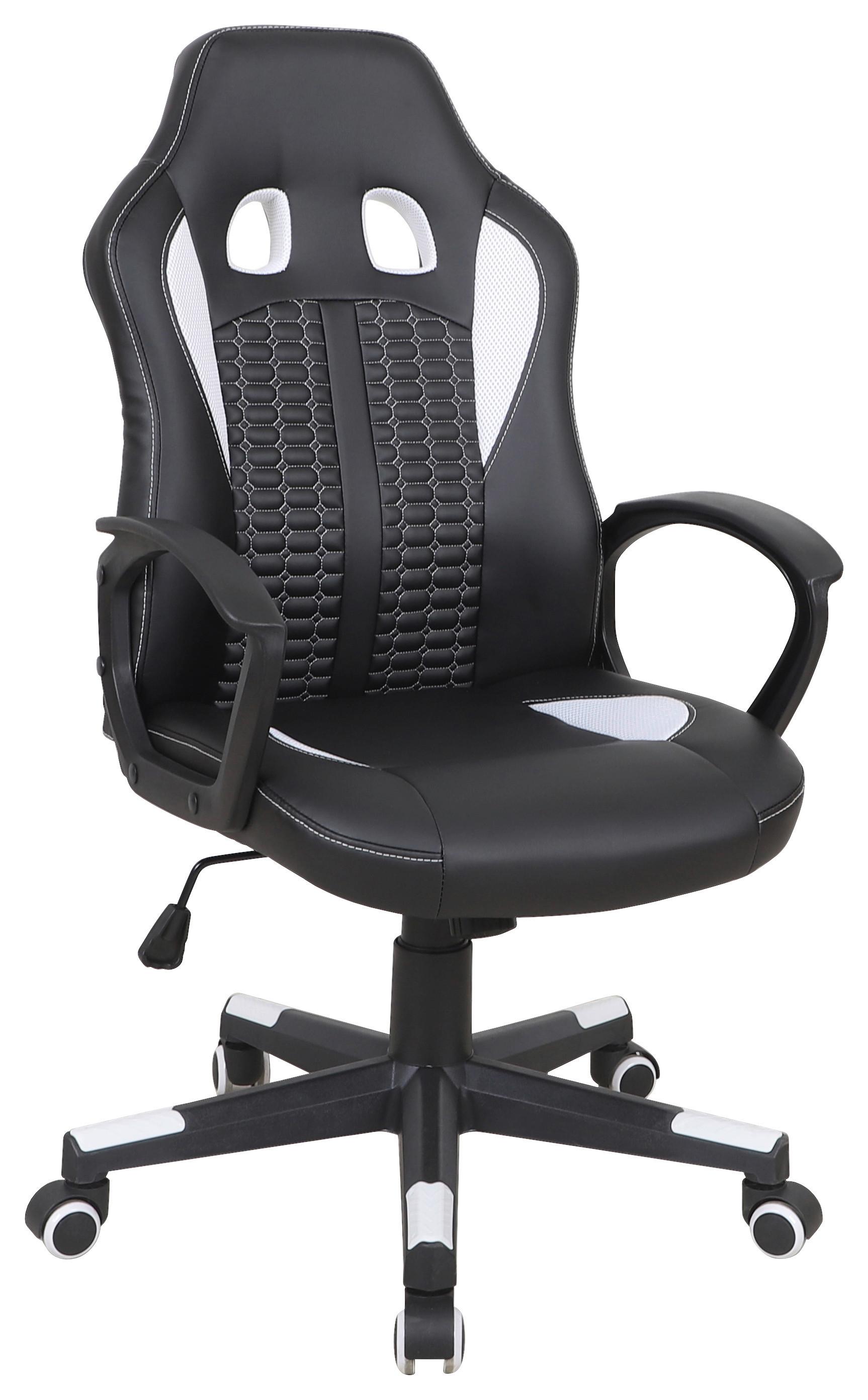 Uredska Stolica Lia - bijela/crna, Moderno, tekstil/plastika (56/104-113/64cm) - Modern Living
