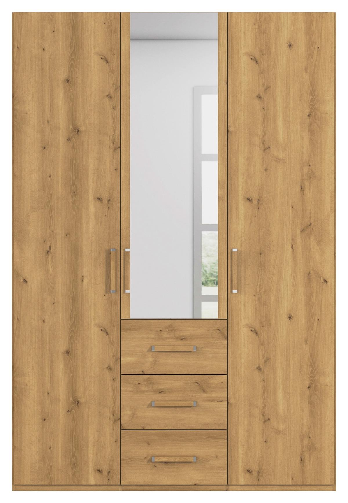 Omara S Klasičnimi Vrati Evelyn, Barva Hrasta - barve hrasta, Design, umetna masa/steklo (151/223/60cm) - Novel