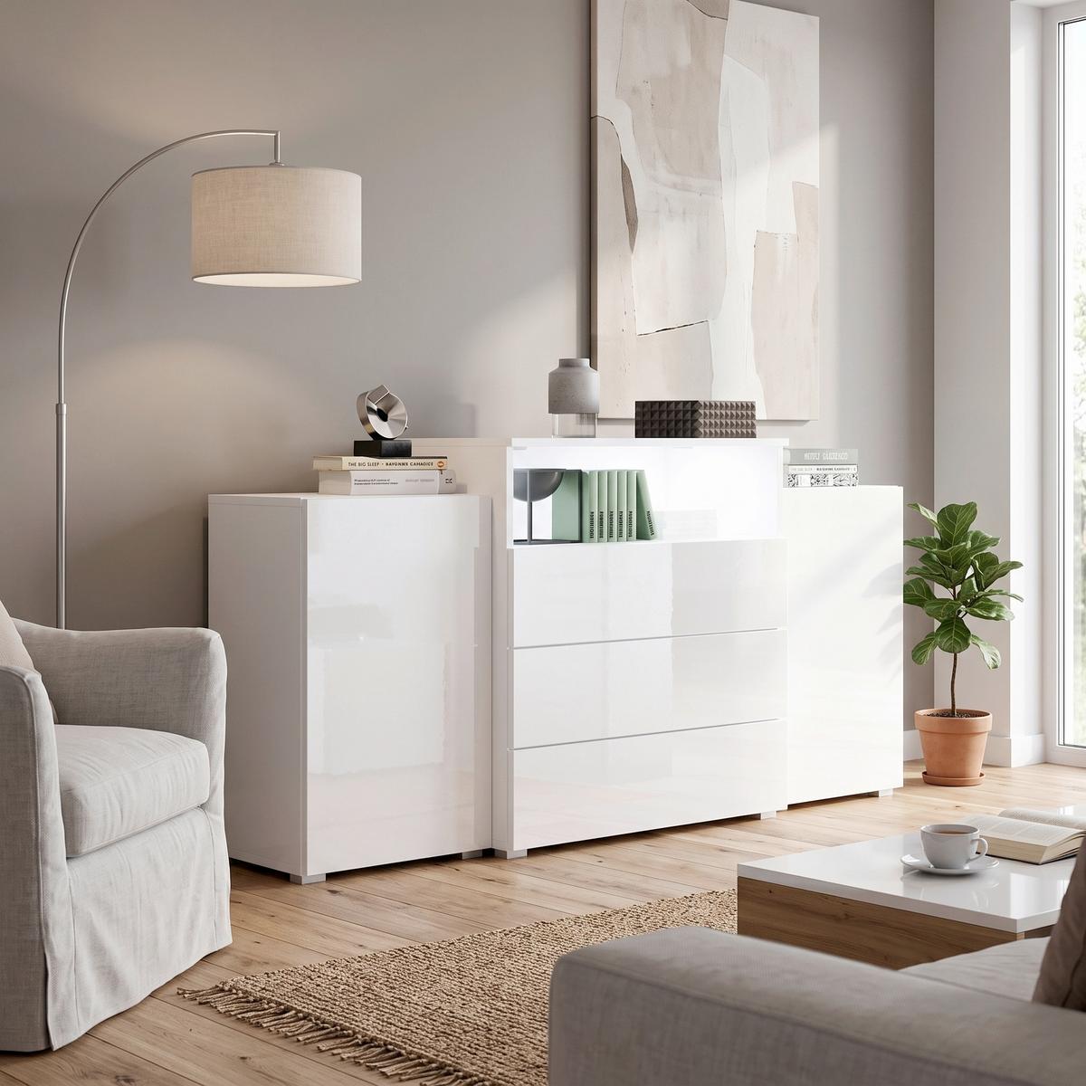 Tálalószekrény Urbaniii Weiss Hochglanz - fehér/magasfényű fehér, Lifestyle, faalapú anyag (150/80,7/39cm) - P & B