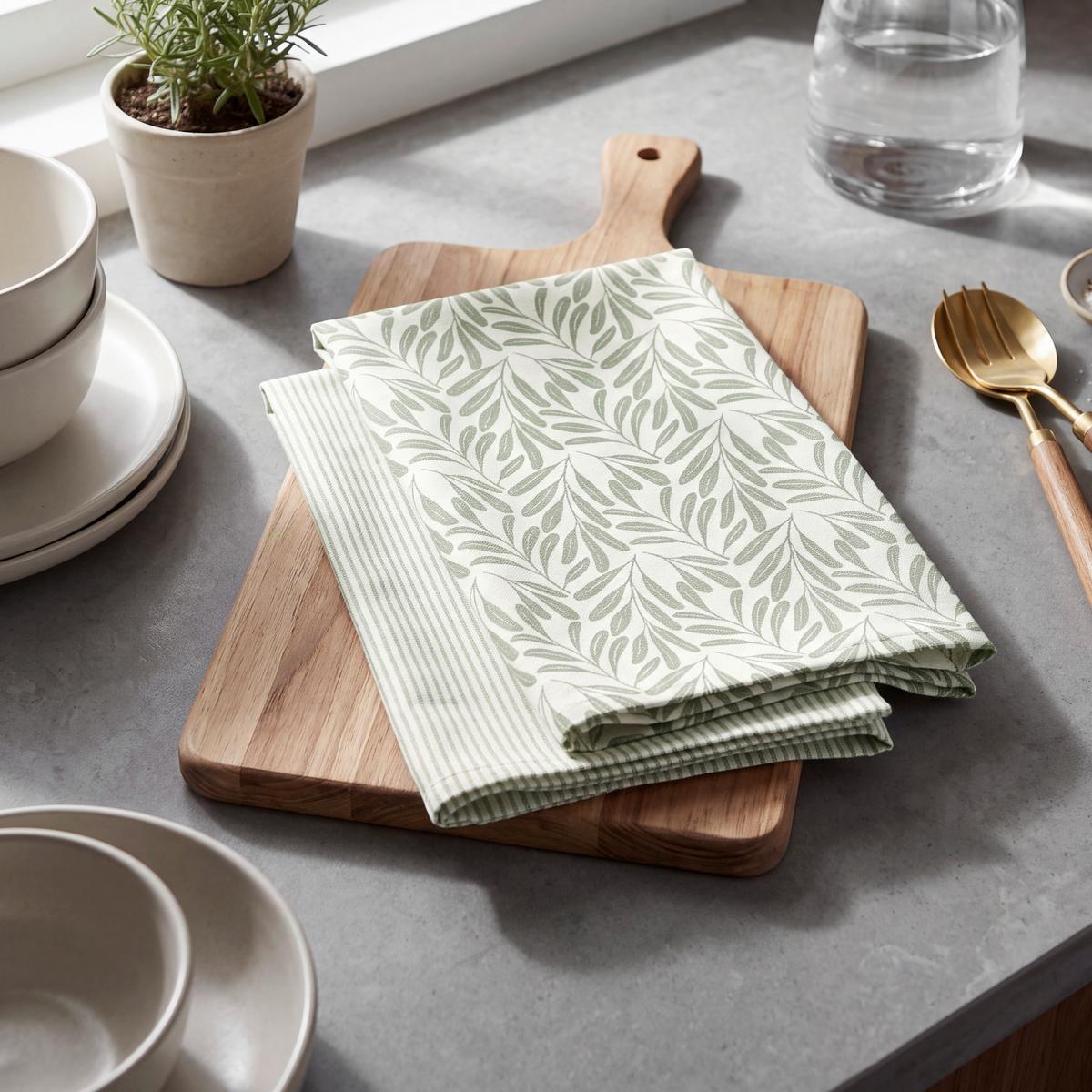 Geschirrtuch-Set Hanne Grün, 2-teilig - Grün, Textil (50/70cm) - Mömax