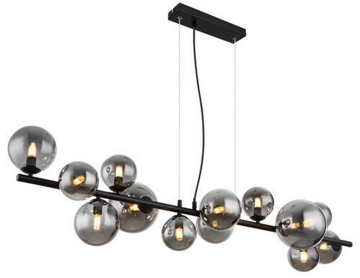Viseča Led-svetilka Riha, S Sijalko - črna/prosojno, Design, kovina/umetna masa (120/34,5/120cm) - Globo