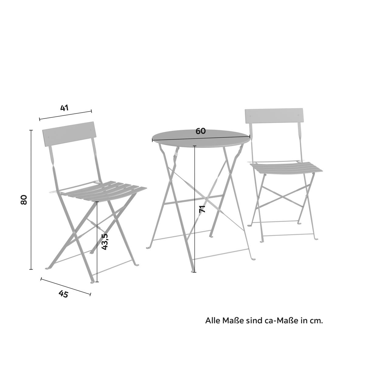 Balkonset Sonja Grün, 3-teilig - Grün, Basics, Metall (60/71/60cm) - Mömax