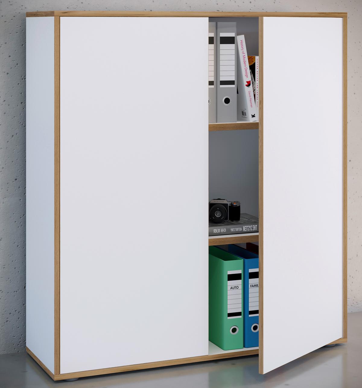 ARMOIRE À DOSSIERS SALIA B100 - chêne miel/blanc, Design, matériau de bois (100/110/33cm) - MID.YOU