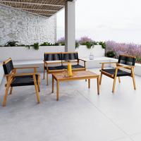 Loungegarnitur Enrica Schwarz/Akazie Rope - Schwarz/Akaziefarben, MODERN, Holz/Kunststoff (120/84/70cm) - Bessagi Garden