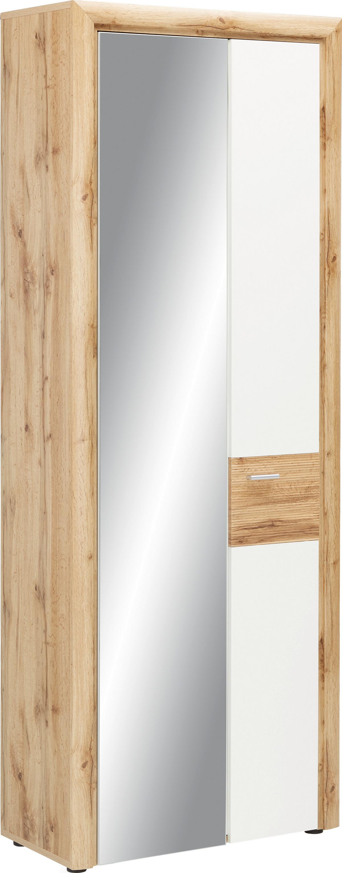 Garderobenschrank Weiss/Eiche - Weiss/Eichefarben, Konventionell (75/201/38cm) - Premium Living