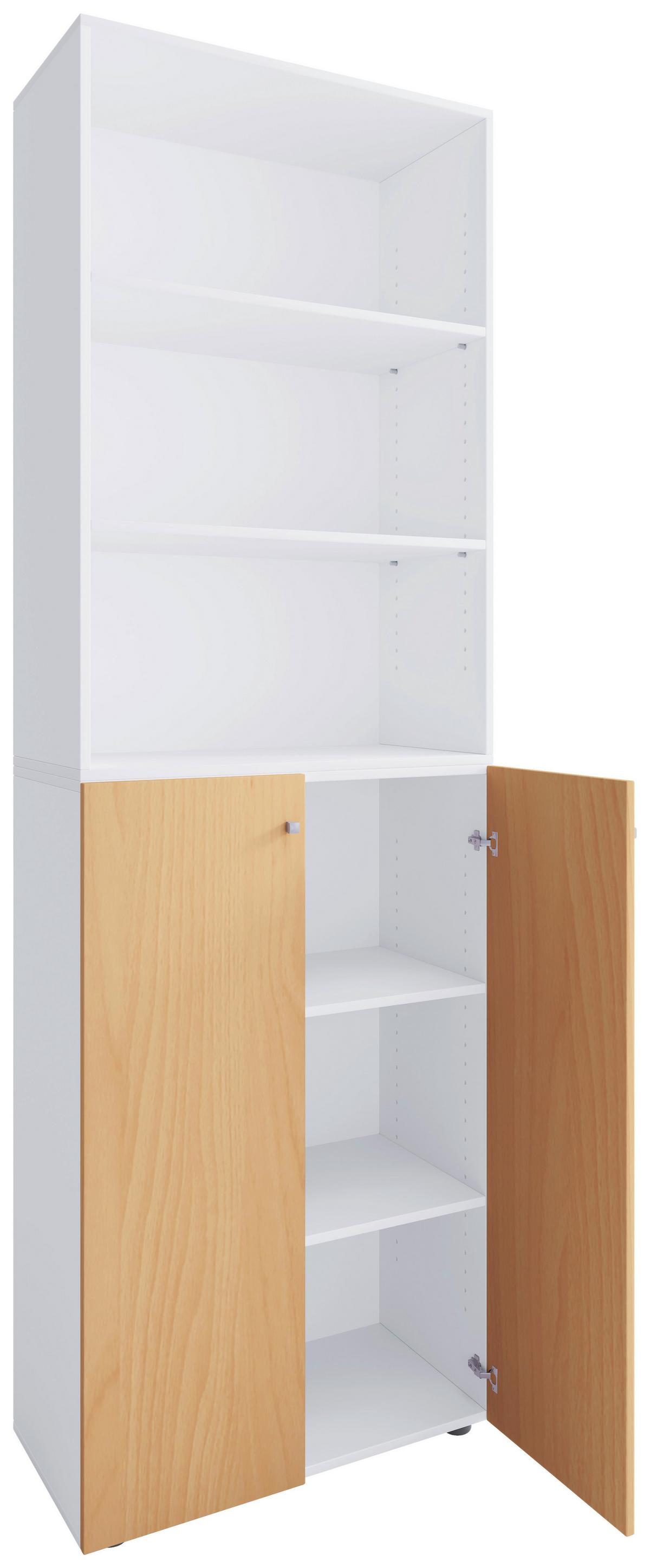 SCHUHSCHRANK LONA 2XL DT R - Weiss/Buchefarben, Design, Holzwerkstoff/Kunststoff (70/220/40cm) - MID.YOU