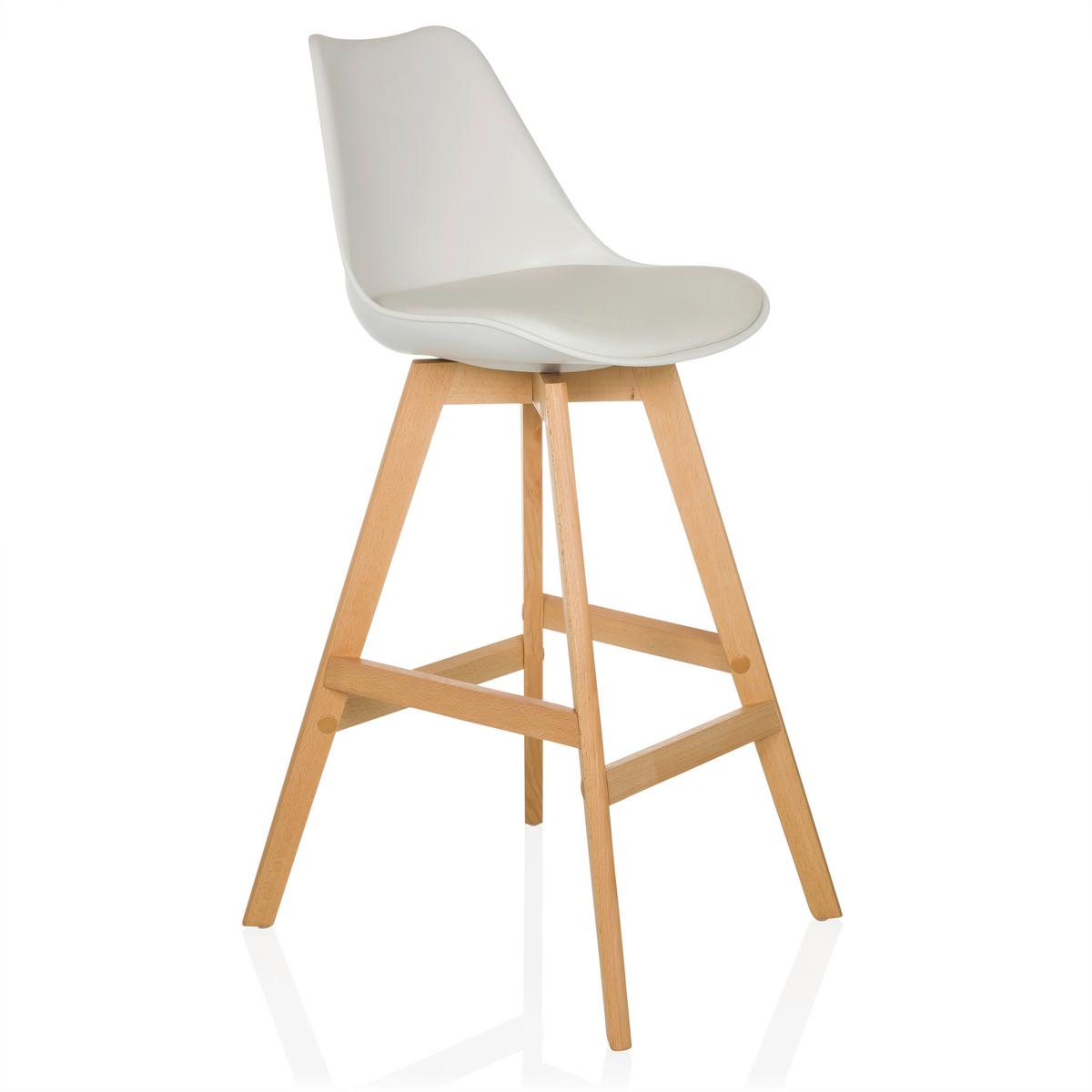 Set Barskih Stolov Scandi High, 2 Kos - bela/barve bukve, Moderno, umetna masa/les (51/99/51cm) - MID.YOU