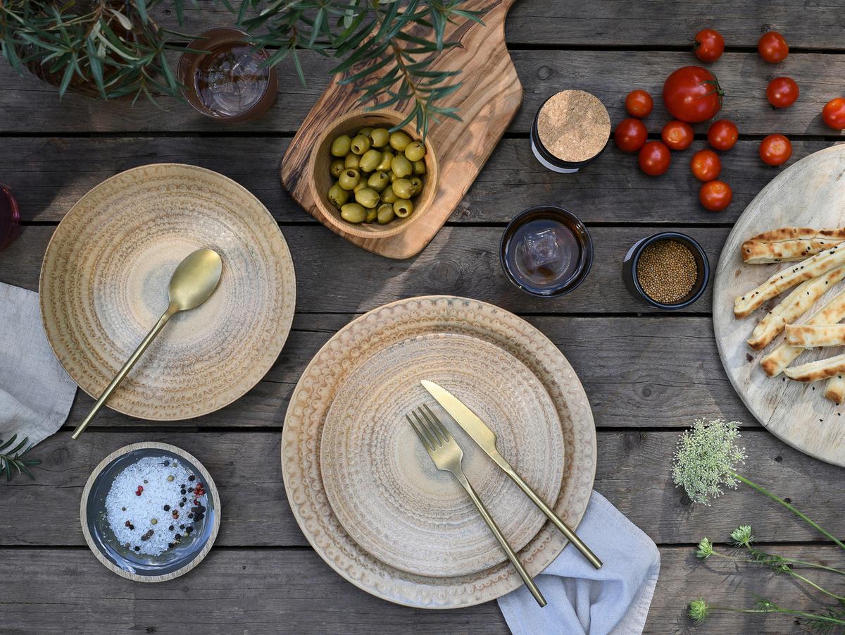 Jedilni Servis Neapel Sand, 12-Delni - rjava/peščene barve, Basics, keramika - Creatable