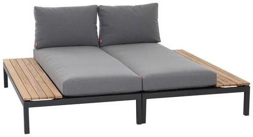 Modul-Loungegarnitur 2-tlg. Grau Teakholz - Anthrazit/Grau, KONVENTIONELL, Holz/Textil - Siena Garden