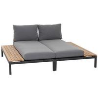 Modul-Loungegarnitur 2-tlg. Grau Teakholz - Anthrazit/Grau, KONVENTIONELL, Holz/Textil - Siena Garden