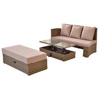 GARTENSET RIVA ERWEITERUNGSSET - Beige/Naturfarben, MODERN, Kunststoff/Metall - Gardenson