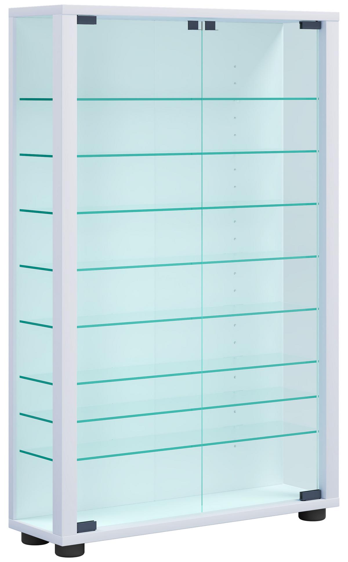 Vitrine Lumo ca. 59x91x18 cm Weiß - Weiß, MODERN, Glas/Holzwerkstoff (59/91,3/18cm) - MID.YOU