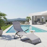 Gartenliege Anco Hellgrau Stahl - Anthrazit/Hellgrau, MODERN, Textil/Metall (72,5/103,5/144cm) - Siena Garden