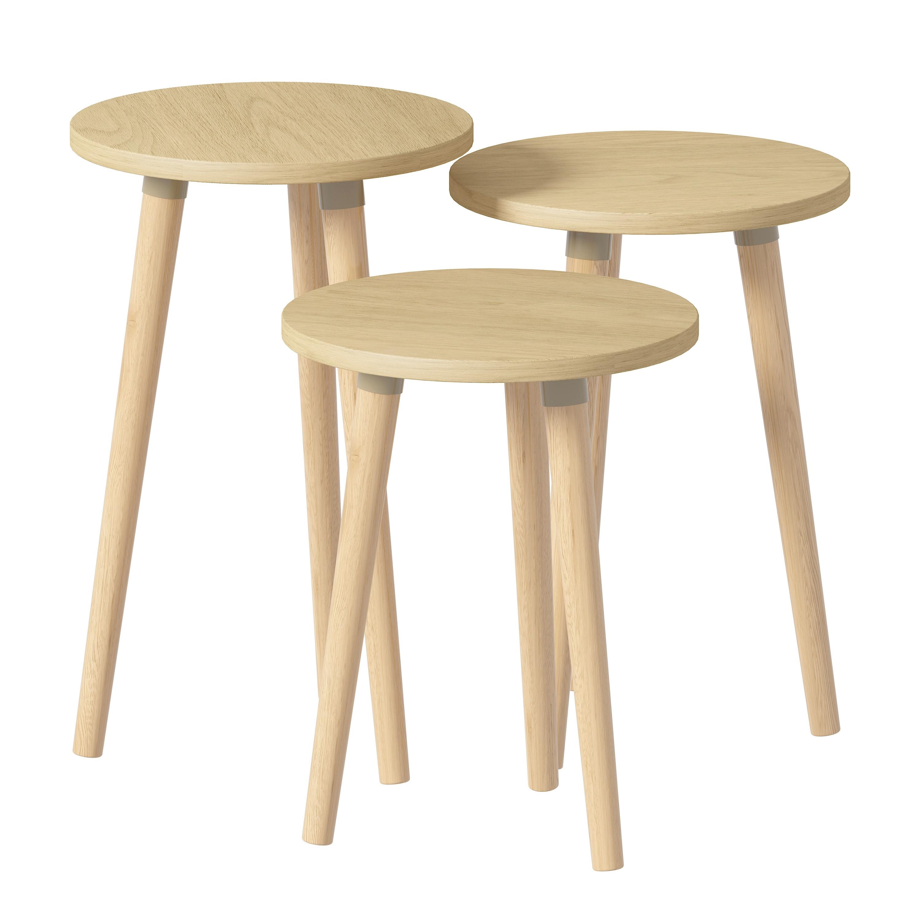 Beistelltischset Barilo 3-tlg. Honigeiche - Honigeiche, Design, Holzwerkstoff (33,5/33,5/52cm) - MID.YOU