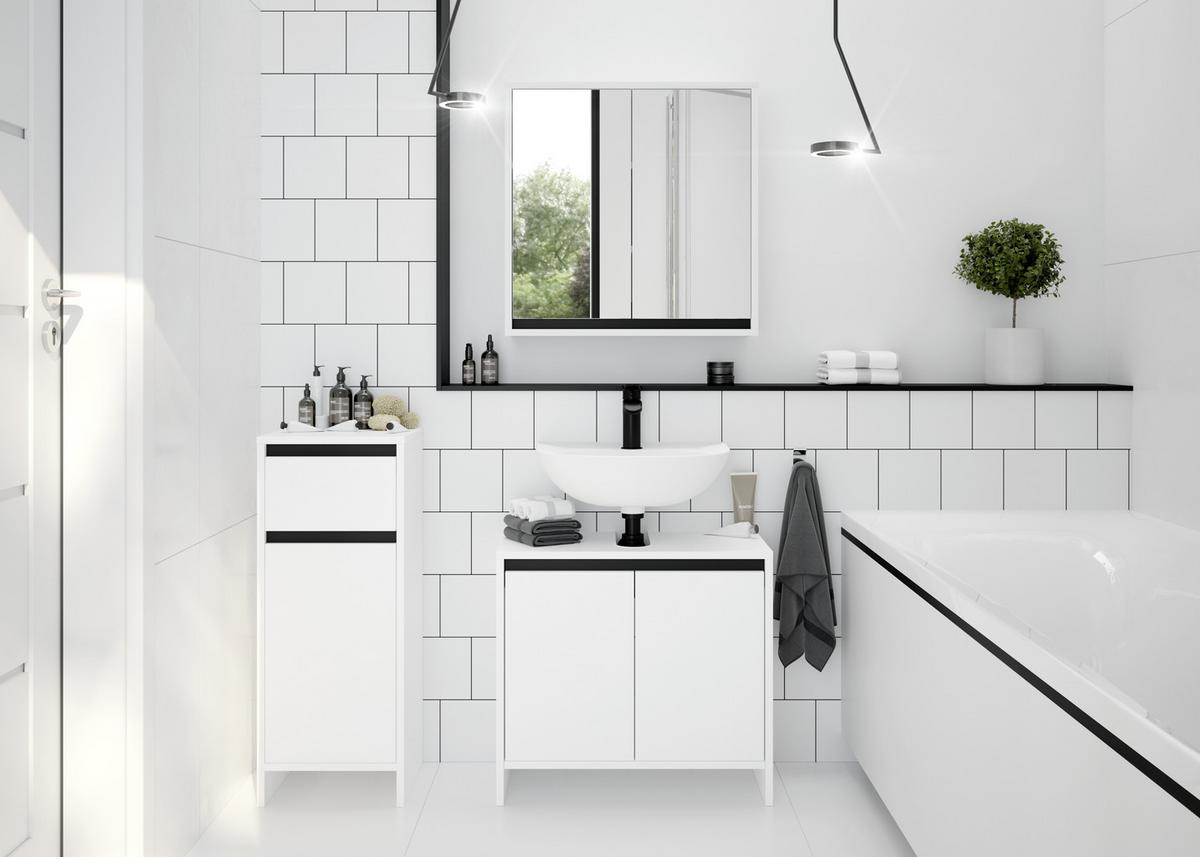 SZAFKA POD UMYWALKĘ SLITO - antracytowy/biały, Basics, materiał drewnopochodny (60/55/28cm) - MID.YOU